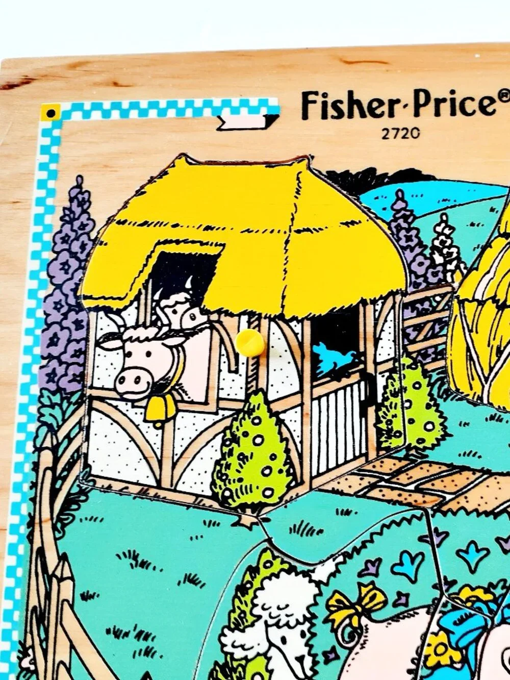Vintage 80s Little Bo Peep Wooden Puzzle 6 Pieces Fisher Price